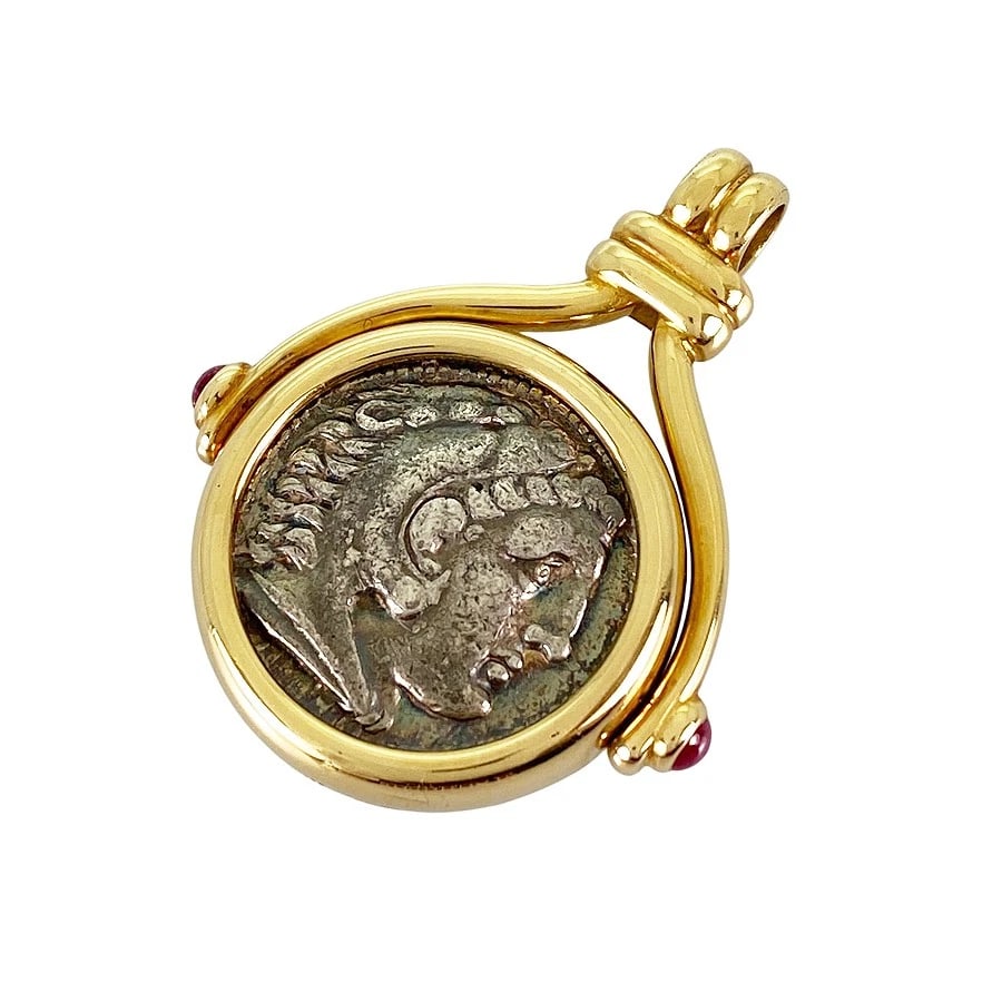 BVLGARI MONETE YELLOW GOLD RUBY PENDANT TOP (1 of 9)