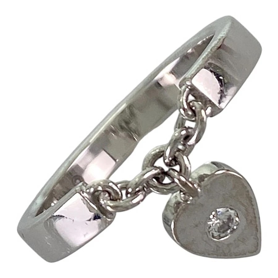 CARTIER MONUMUR HEART WHITE GOLD DIAMOND RING: Cartier Monumur heart White gold Diamond Ring Brand: Cartier Type/Style: Ring Material: 18K White Gold, Color: Silver Size: US:4 Accessories: None Accessories Notice: When purchasing pre-owned