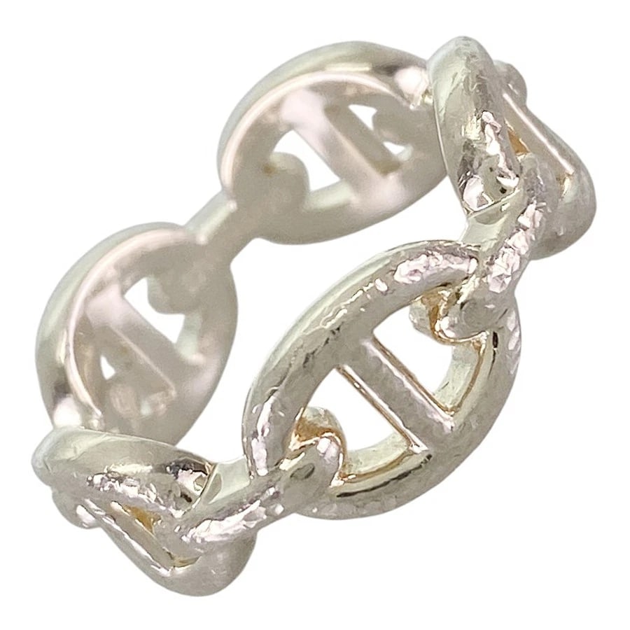 HERMES CHAINE D'ANCRE ENCHENE PM SILVER RING: HERMES Chaine d'Ancre Enchene PM Silver Ring Brand: HERMES Type/Style: Ring Material: Silver 925, Color: Silver Size: US:5.5 Accessories: None Accessories Notice: When purchasing pre-owned