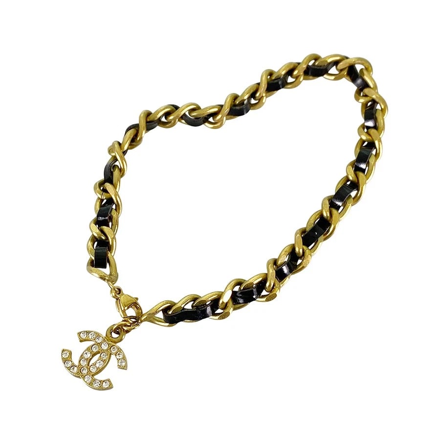 CHANEL GOLD PLATED RHINESTONE BRACELET (1 of 5)