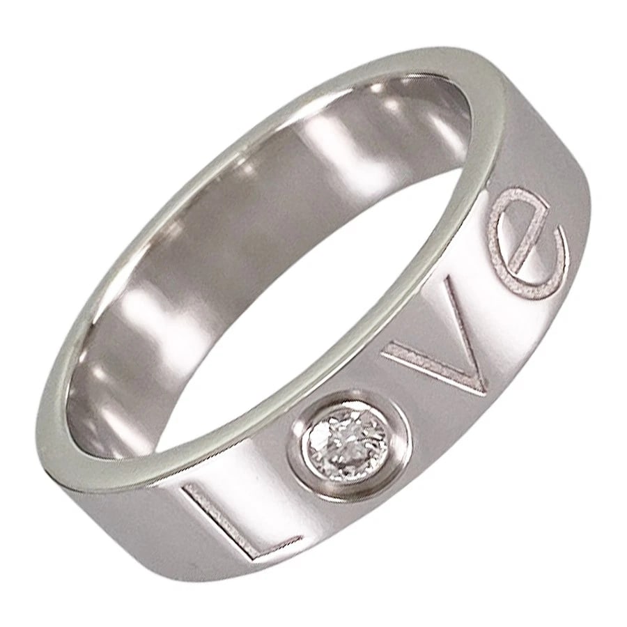 CARTIER LOVE WHITE GOLD DIAMOND RING: Cartier Love White gold Diamond Ring Brand: Cartier Type/Style: Ring Material: 18K White Gold, Main Stone/Creation Natural Color: Silver Size: US:9 Accessories: None Accessories Notice: Whe