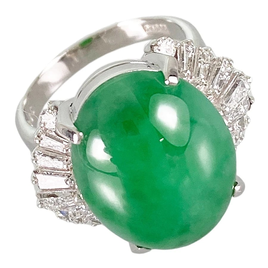 RING PLATINUM JADEITE DIAMOND (1 of 8)