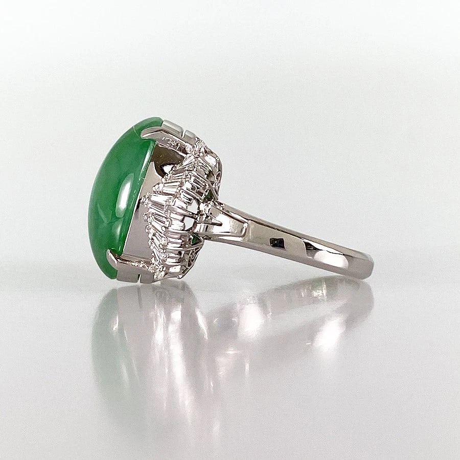 RING PLATINUM JADEITE DIAMOND - 2