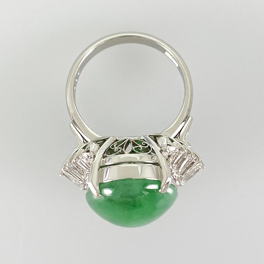 RING PLATINUM JADEITE DIAMOND - 3