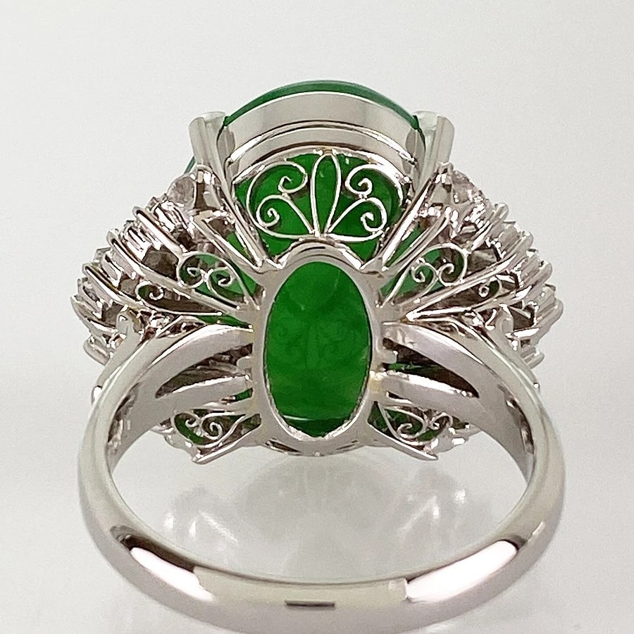 RING PLATINUM JADEITE DIAMOND - 4
