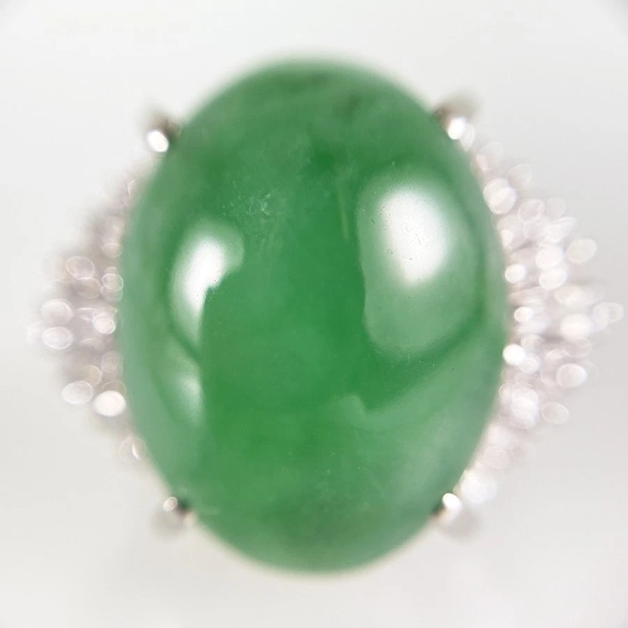 RING PLATINUM JADEITE DIAMOND - 5