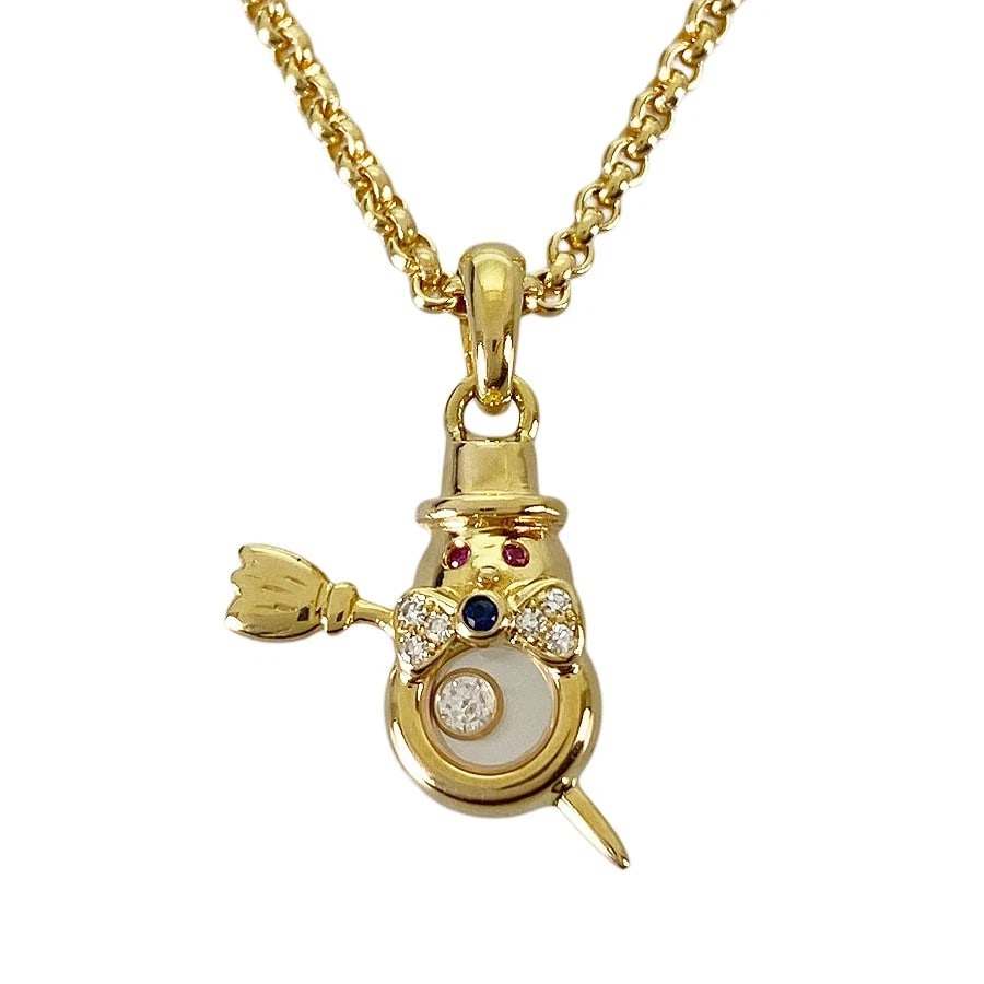 CHOPARD HAPPY DIAMOND YELLOW GOLD DIAMOND SAPPHIRE RUBY NECKLACE: Chopard Happy Diamond Yellow gold Diamond Sapphire Ruby Necklace Brand: Chopard Type/Style: Necklace Material: 18K Yellow Gold, Main Stone/Creation Natural Color: Gold Size: Top size:18.8mm×16.2m