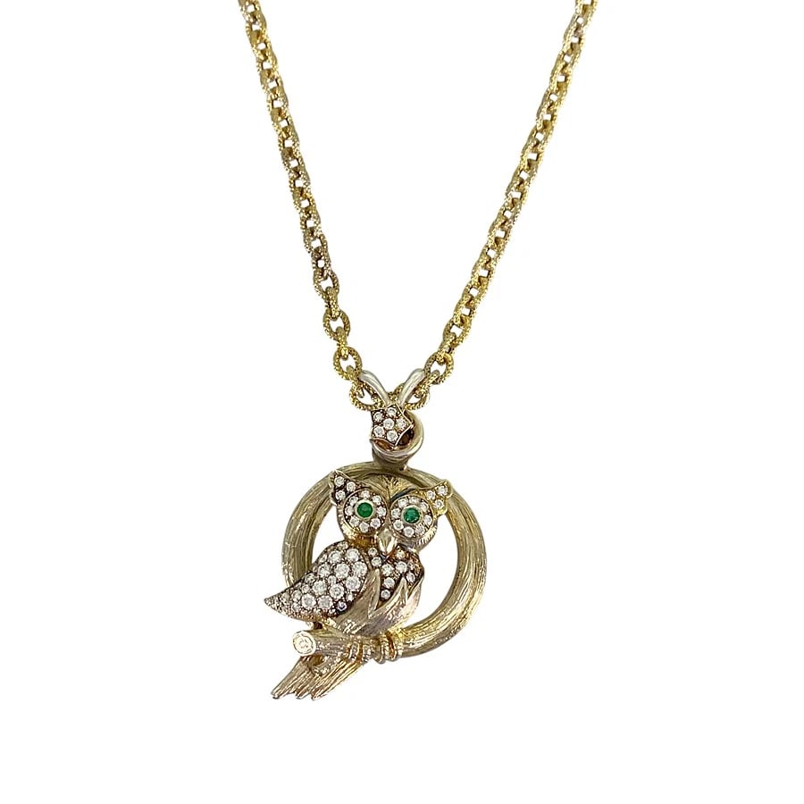 WALTHAM YELLOW GOLD DIAMOND EMERALD LONG NECKLACE: WALTHAM Yellow gold Diamond Emerald Long necklace Brand: WALTHAM Type/Style: Long necklace Material: 18K Yellow Gold, Main Stone/Creation Natural Color: Gold Size: Top size:43.2mm×23.3mm