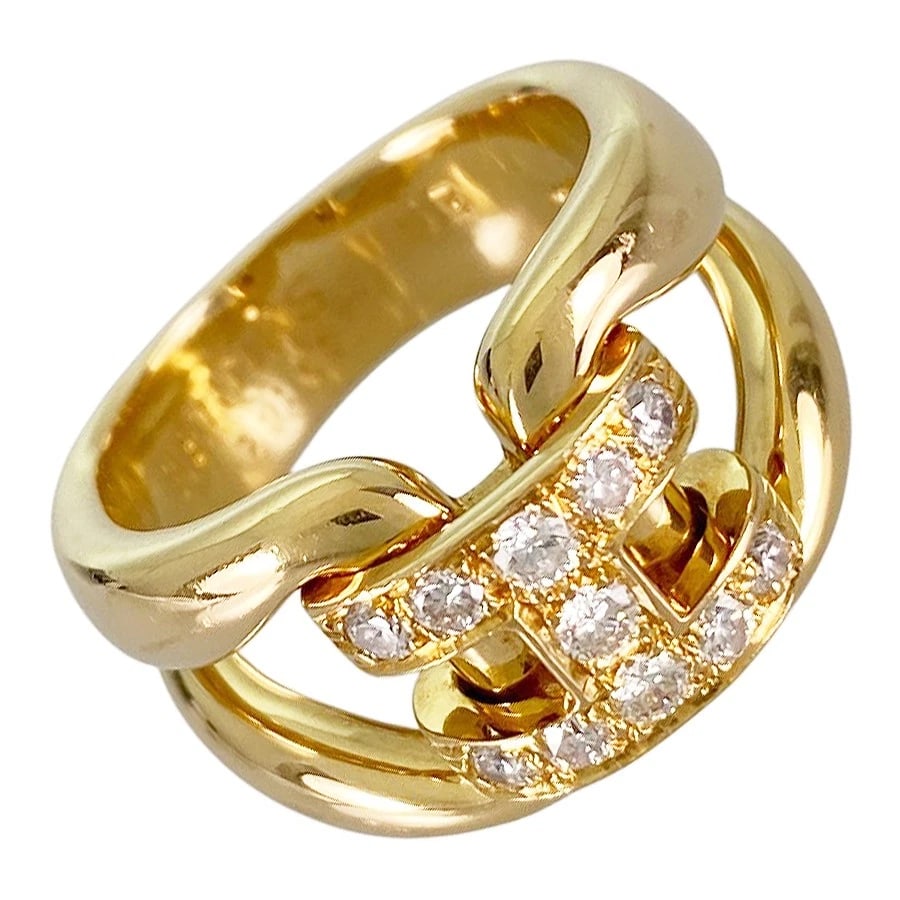 HERMES HISTORY YELLOW GOLD DIAMOND RING (1 of 5)