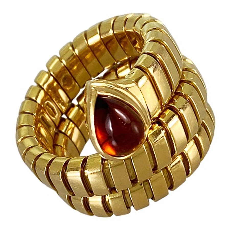 BVLGARI TUBOGAS YELLOW GOLD COLOR STONE RING (1 of 9)