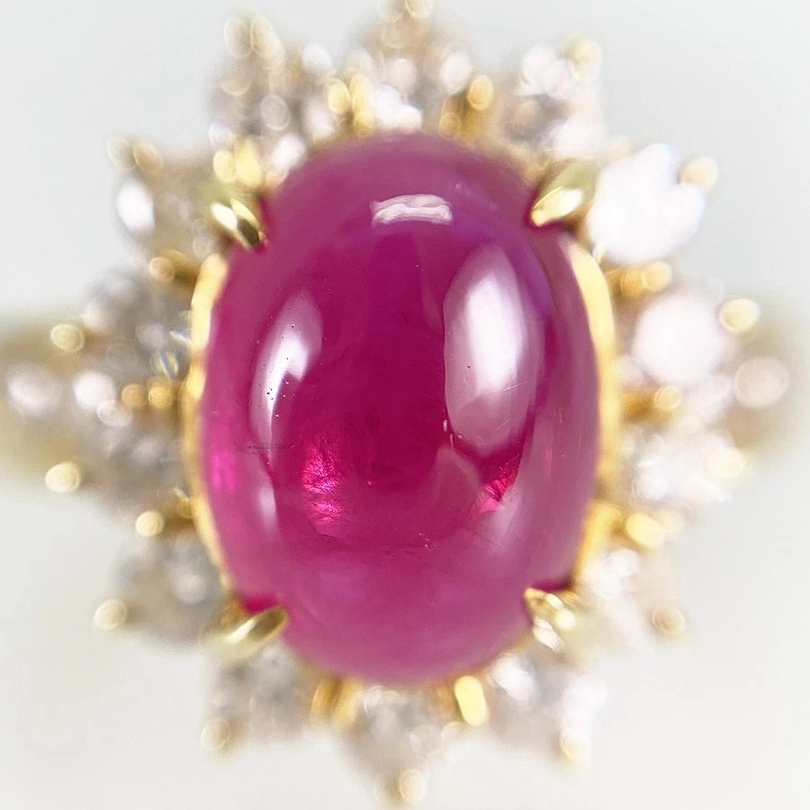 RING YELLOW GOLD RUBY DIAMOND - 6