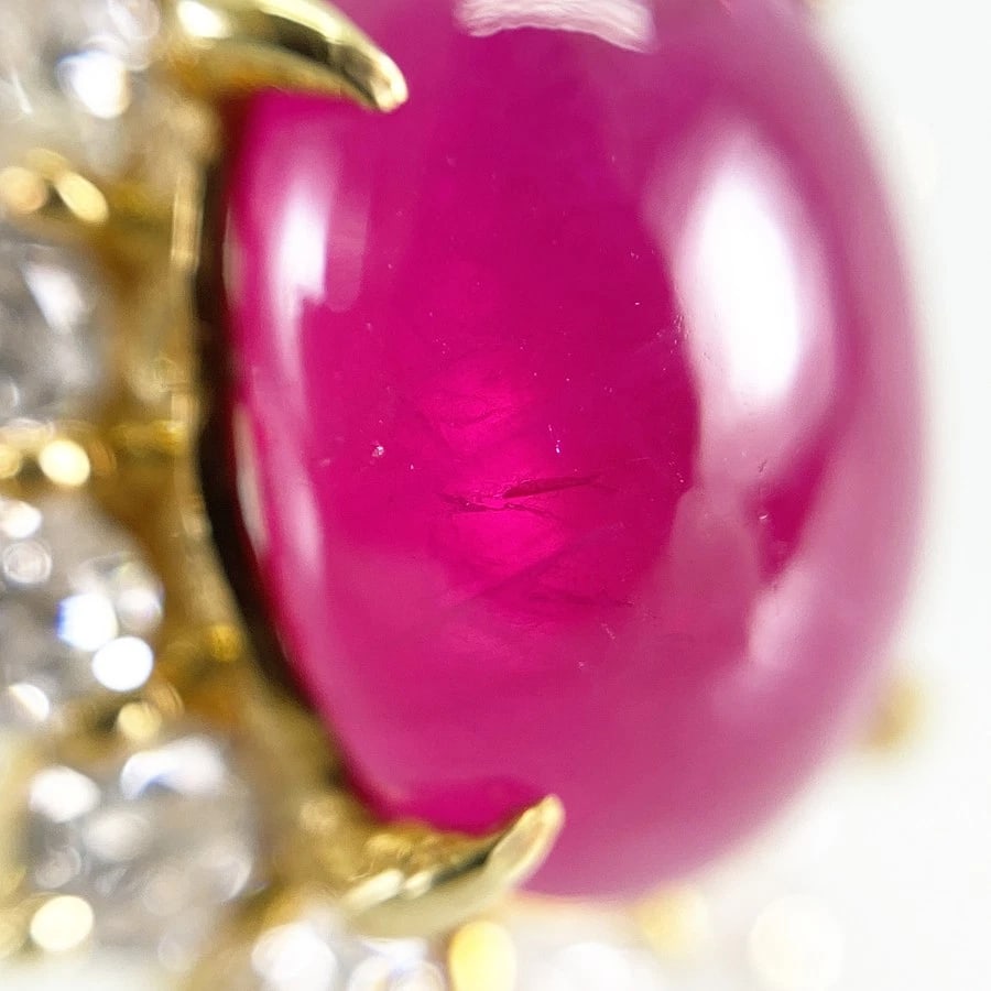 RING YELLOW GOLD RUBY DIAMOND - 7