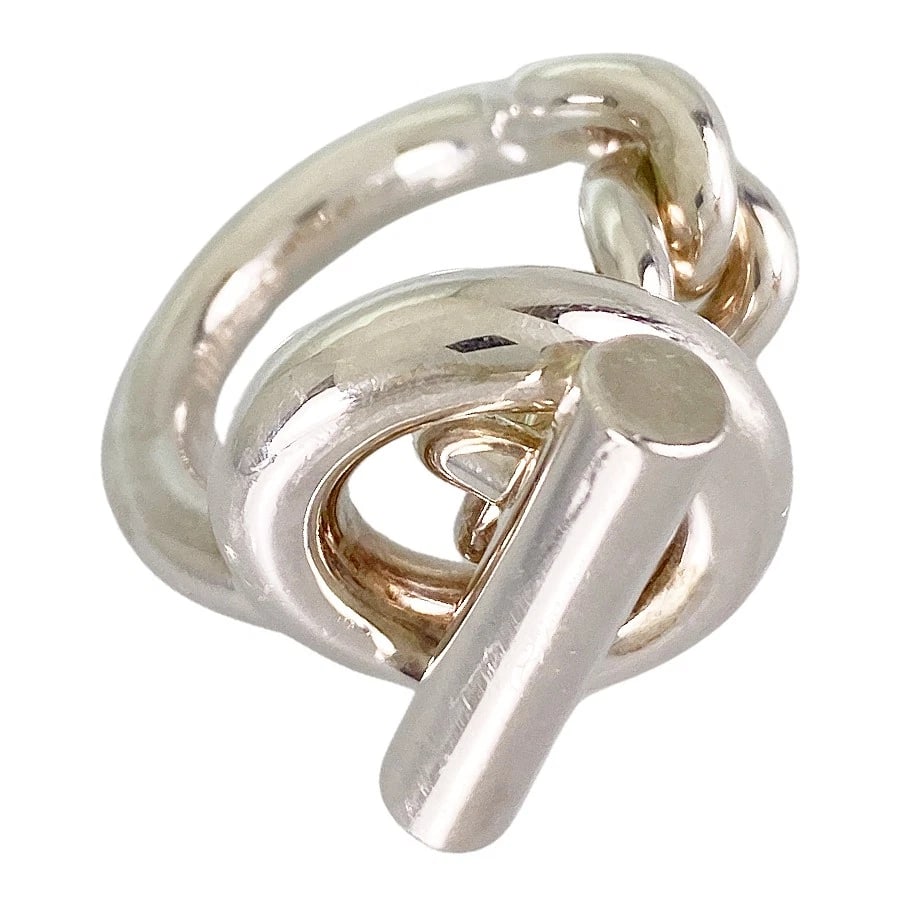 HERMES CROISETTE SILVER RING: HERMES Croisette Silver Ring Brand: HERMES Type/Style: Ring Material: Silver 925, Color: Silver Size: US:4-4.5 Accessories: None Accessories Notice: When purchasing pre-owned goods, please