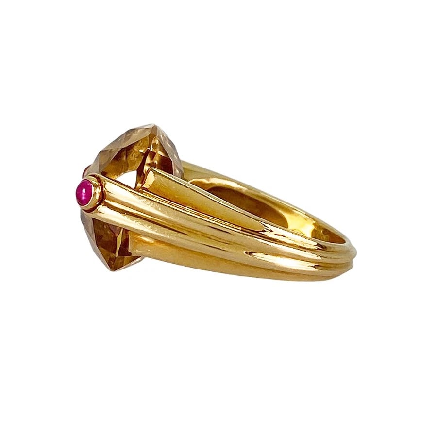 ANTONINI YELLOW GOLD CITRINE RUBY RING - 2