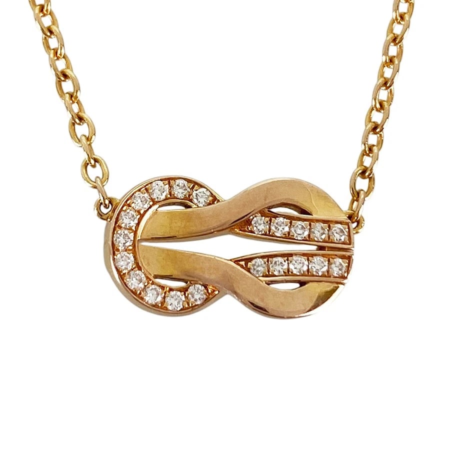 FRED CHANCE INFINI MINI MODEL ROSE GOLD DIAMOND NECKLACE: FRED Chance Infini Mini Model Rose gold Diamond Necklace Brand: FRED Type/Style: Necklace Material: 18K Pink Gold, Main Stone/Creation Natural Color: Rose Gold Size: Top size:8.0mm×13.9mm Necklac