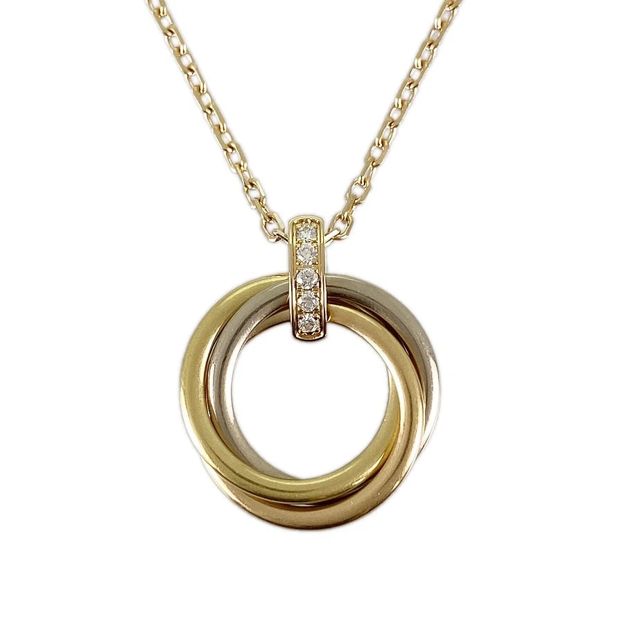 CARTIER TRINITY YELLOW GOLD DIAMOND NECKLACE (1 of 4)