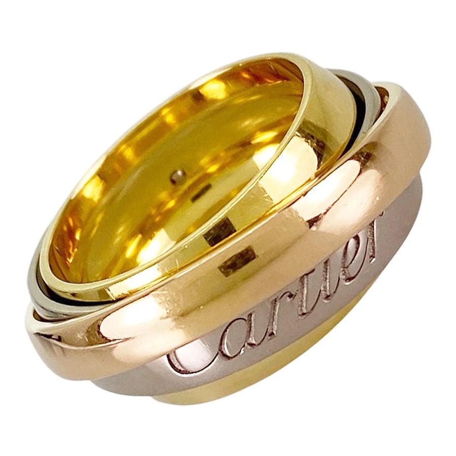 CARTIER MUST TRINITY ESSENCE YELLOW GOLD RING: Cartier Must Trinity essence Yellow gold Ring Brand: Cartier Type/Style: Ring Material: 18K Yellow Gold K18WG 18K Pink Gold, Color: Gold Size: US:6 Accessories: None Accessories Notice: Whe