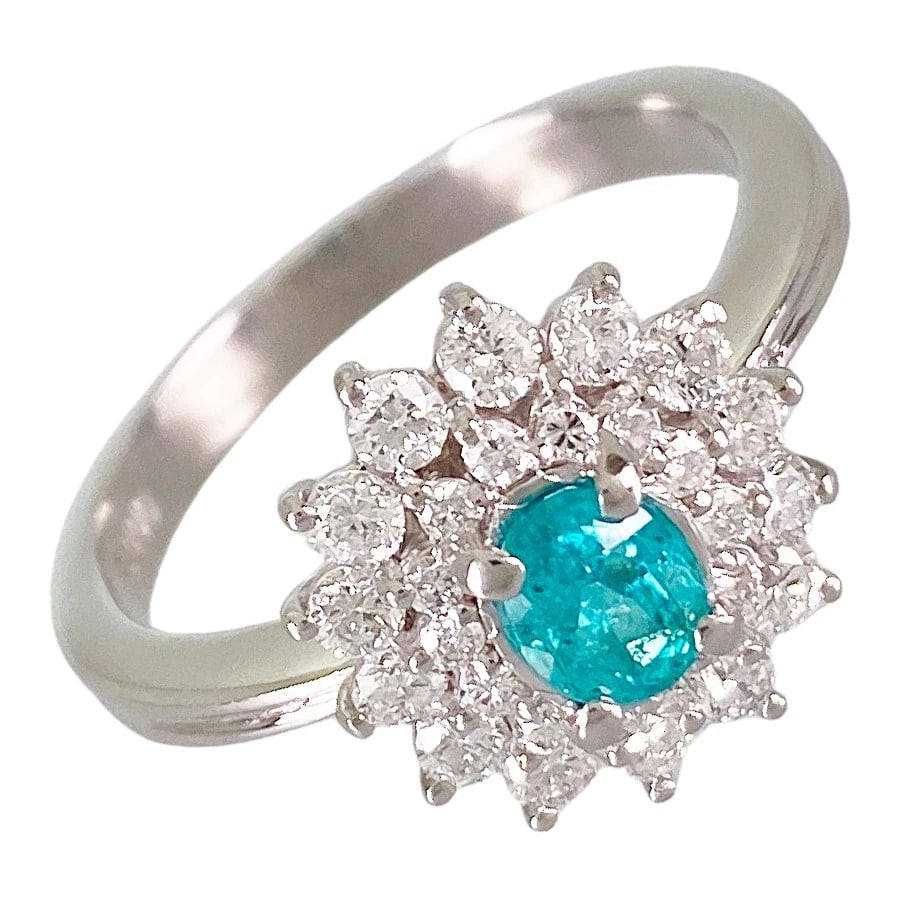 RING PLATINUM PARAIBA TOURMALINE DIAMOND (1 of 4)