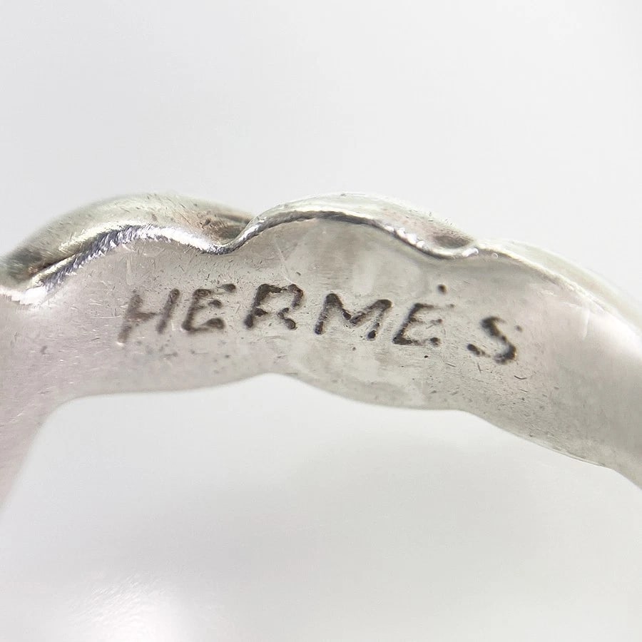 HERMES TORSADE SILVER RING - 5