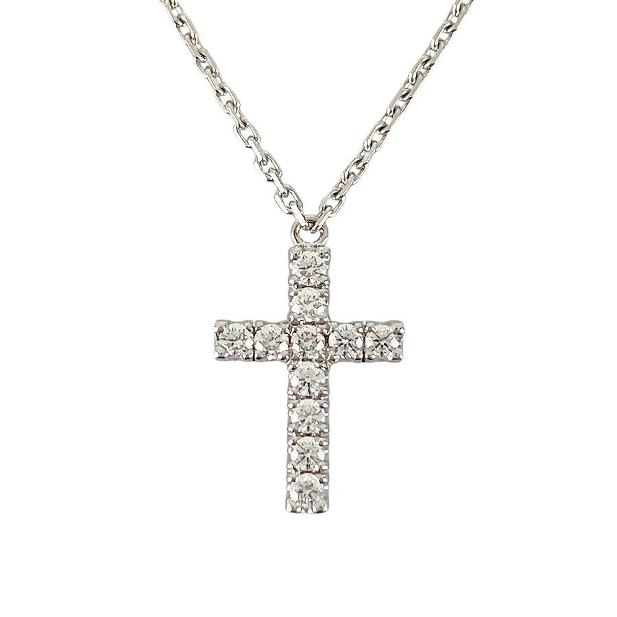 CARTIER SYMBOL CROSS WHITE GOLD DIAMOND NECKLACE (1 of 5)
