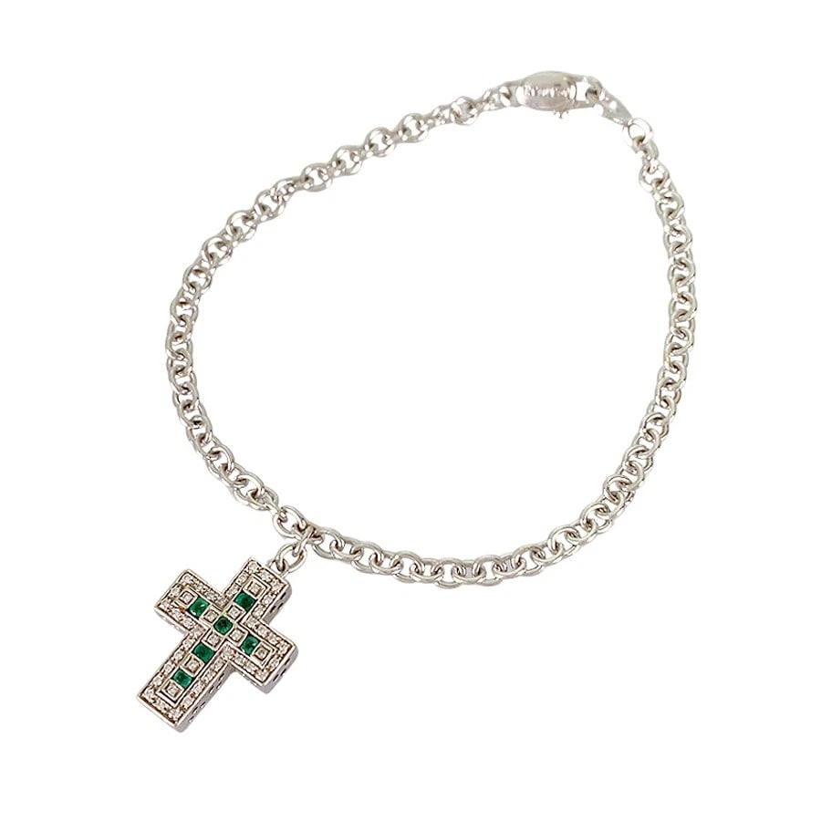 DAMIANI BELLE EPOQUE WHITE GOLD EMERALD DIAMOND BRACELET: Damiani Belle Epoque White gold Emerald Diamond Bracelet Brand: Damiani Type/Style: Bracelet Material: 18K White Gold, Main Stone/Creation Emerald Color: Silver Size: Top size:15.2mm×19.1mm