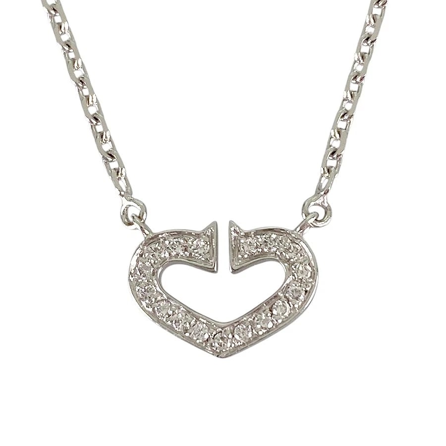 CARTIER C HEART WHITE GOLD DIAMOND NECKLACE: Cartier C Heart White gold Diamond Necklace Brand: Cartier Type/Style: Necklace Material: 18K White Gold, Main Stone/Creation Natural Color: Silver Size: Top size:9.1mm×12.4mm Necklace full