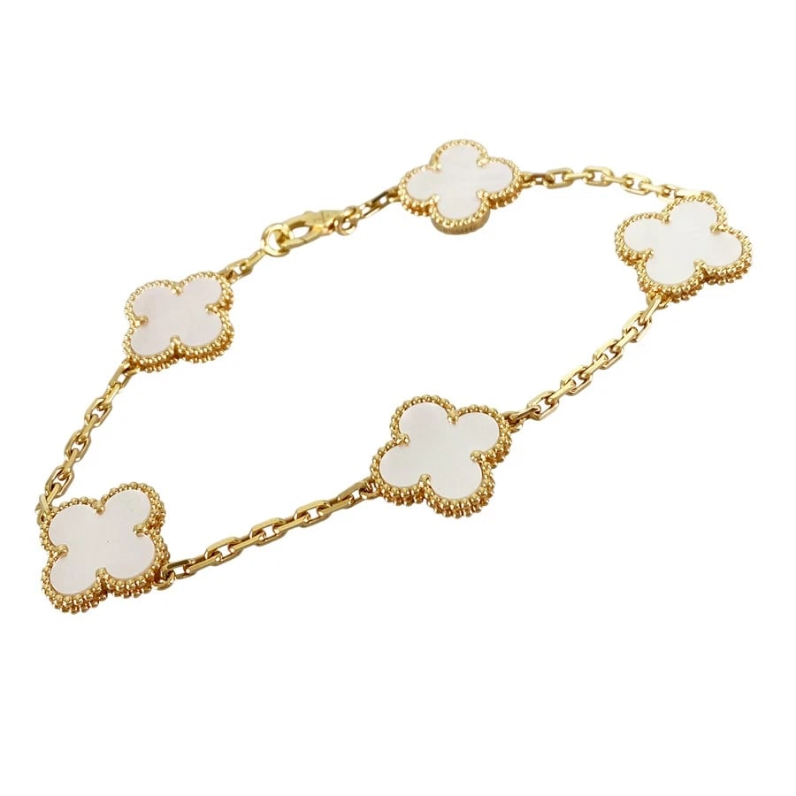 VAN CLEEF & ARPELS VINTAGE ALHAMBRA SHELL YELLOW GOLD SHELL BRACELET (1 of 6)