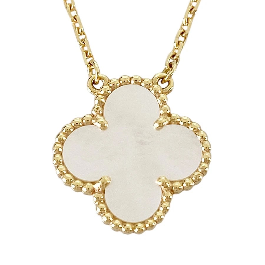 VAN CLEEF & ARPELS VINTAGE ALHAMBRA YELLOW GOLD SHELL NECKLACE: Van Cleef & Arpels Vintage Alhambra Yellow gold Shell Necklace Brand: Van Cleef & Arpels Type/Style: Necklace Material: 18K Yellow Gold, Main Stone/Creation Shell Color: Gold Size: Motif