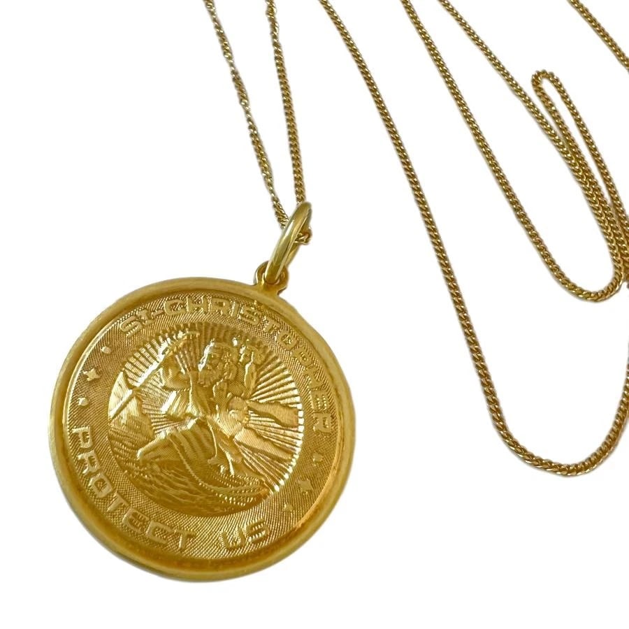 TIFFANY & CO. ST. CHRISTOPHER COIN K18YG NECKLACE (1 of 8)
