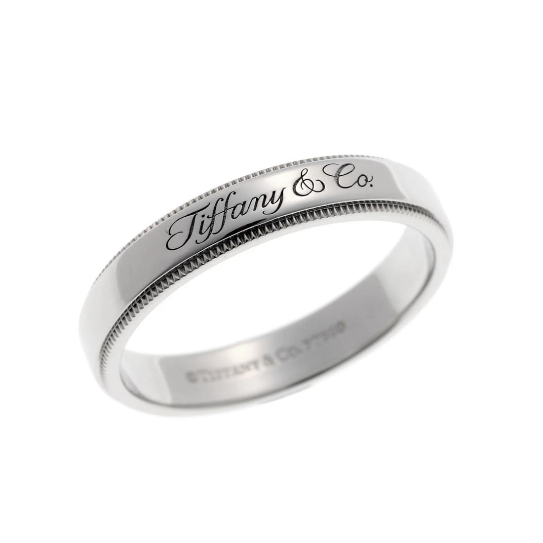TIFFANY & CO. MILGRAIN PT950 RING: Tiffany & Co. Milgrain PT950 Ring Brand: Tiffany & Co. Type/Style: Ring Material: Metal Purity Pt950, Metal Platinum, Main Stone/Creation Natural Color: Platinum Size: US 9 Accessories: None <