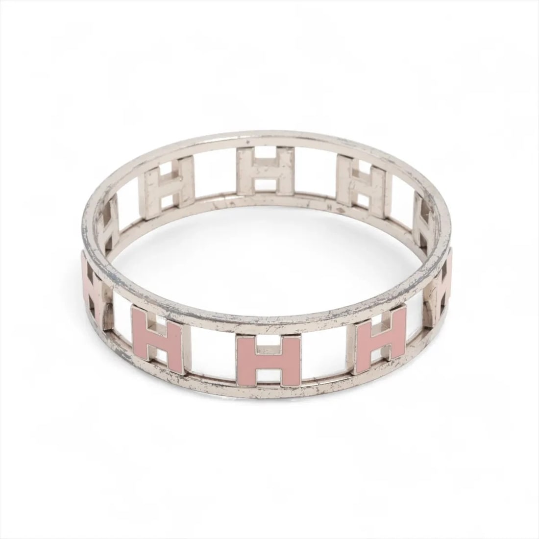 HERMES LONDE ASH BANGLE GP SILVER: Hermes Londe Ash Bangle GP Silver Brand: Hermes Type/Style: Bracelet Material: GP, Color: Silver×Pink Size: Bracelet length:19 Accessories: None Accessories Notice: When purchasing pre-owned