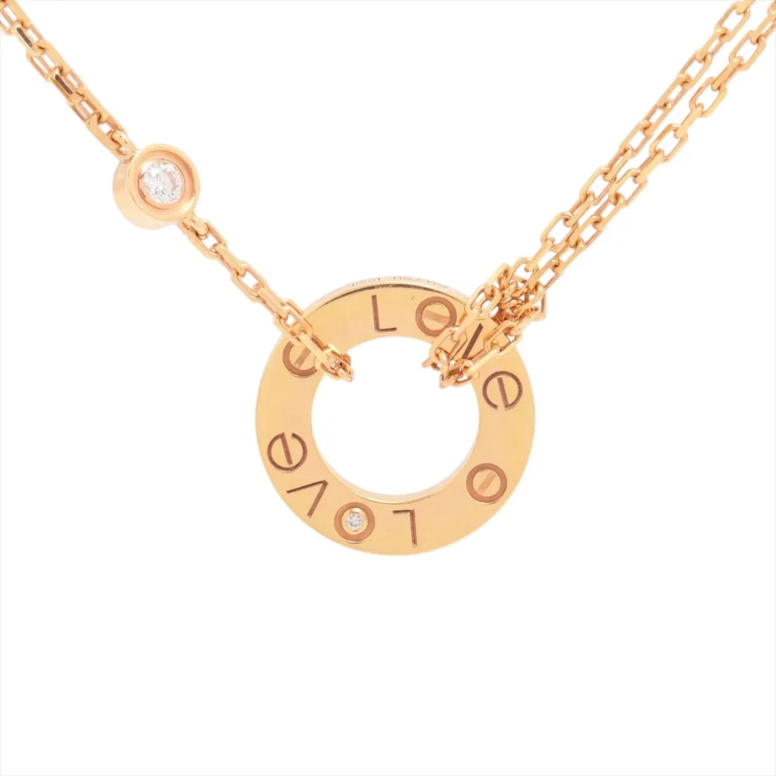 CARTIER LOVE CIRCLE 2P DIAMOND NECKLACE: Cartier Love Circle 2P diamond Necklace Brand: Cartier Type/Style: Necklace Material: 750(YG), Main Stone/Creation Natural Color: YG Size: Size(CM) Chain length:41.3 Accessories: None