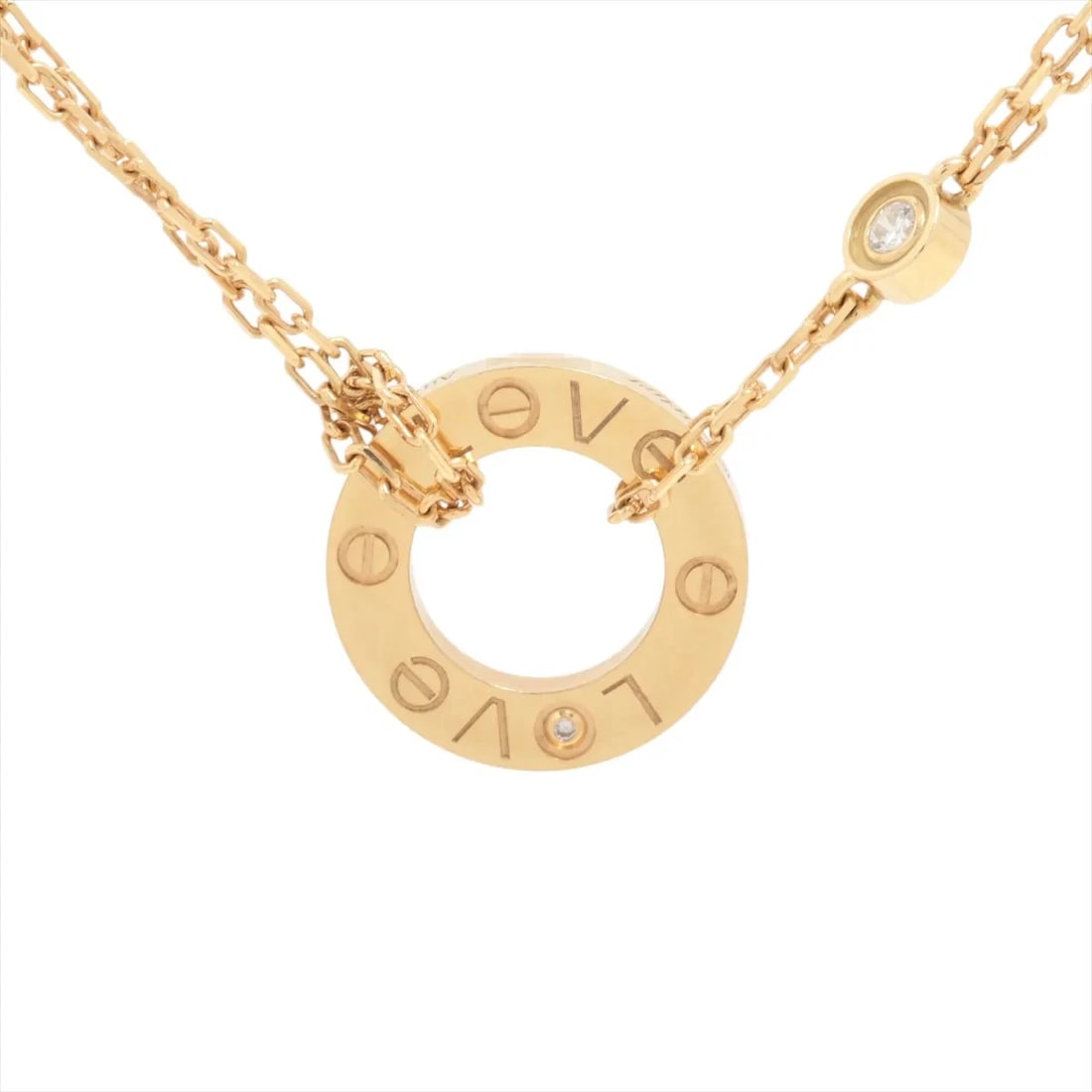 CARTIER LOVE CIRCLE 2P DIAMOND NECKLACE 750(YG): Cartier Love Circle 2P diamond Necklace 750(YG) Brand: Cartier Type/Style: Necklace Material: 750(YG), Main Stone/Creation Natural Color: YG Size: Size(CM) Chain length:41 Accessories: None