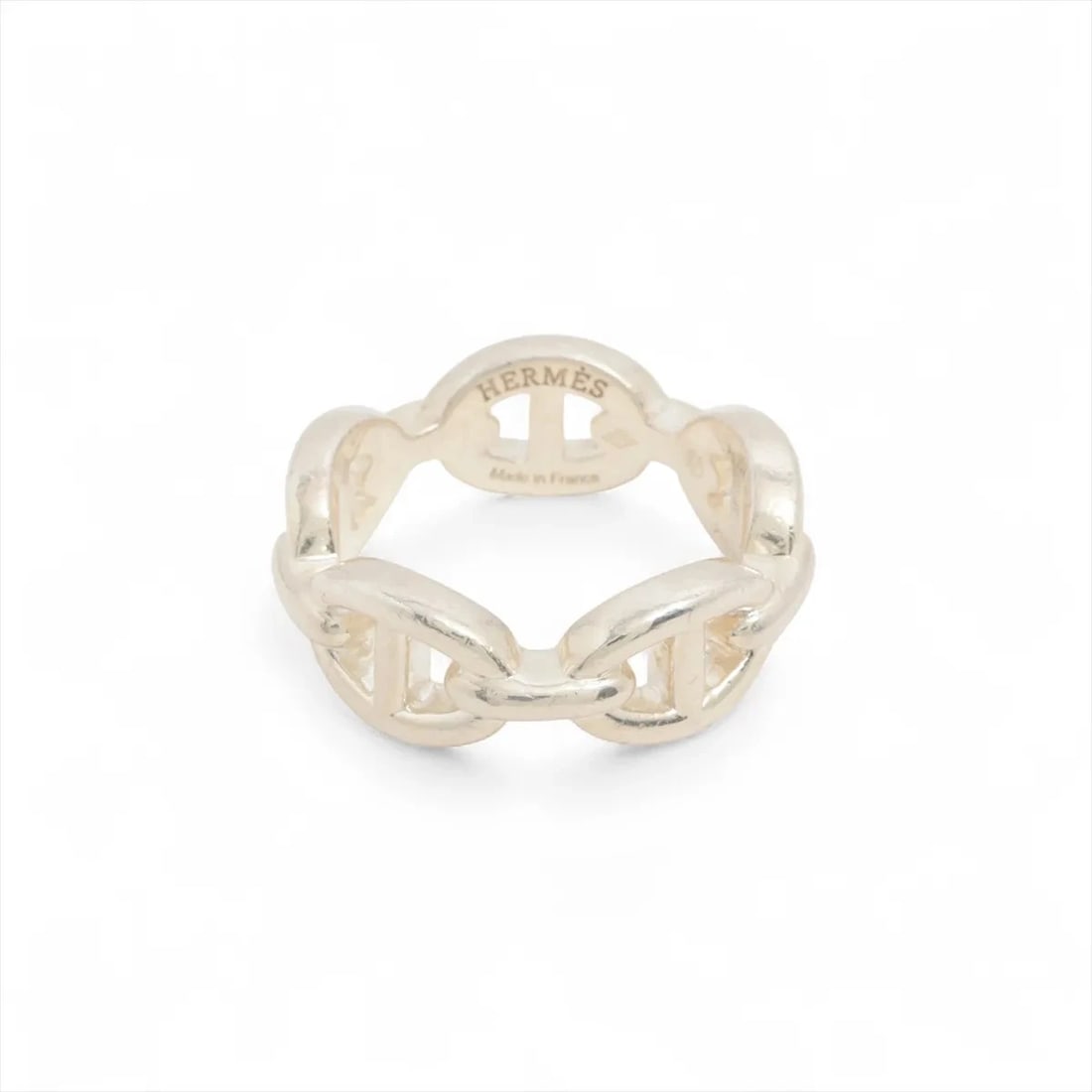 HERMES CHAINE D'ANCRE ENCHAINEE RING: Hermes Chaine d'Ancre Enchainee Ring Brand: Hermes Type/Style: Ring Material: 925, Color: Silver Size: 6 US Accessories: None Accessories Notice: When purchasing pre-owned goods, please refer