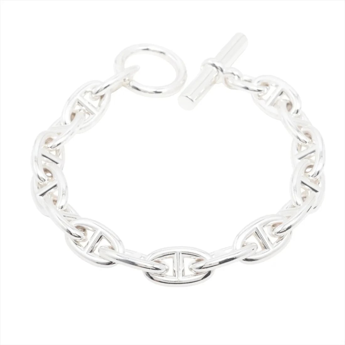 HERMES CHAINE D'ANCRE GM BRACELET: Hermes Chaine d'Ancre GM Bracelet Brand: Hermes Type/Style: Bracelet Material: 925, Color: Silver Size: Bracelet length:21.5 Accessories: None Accessories Notice: When purchasing pre-owned