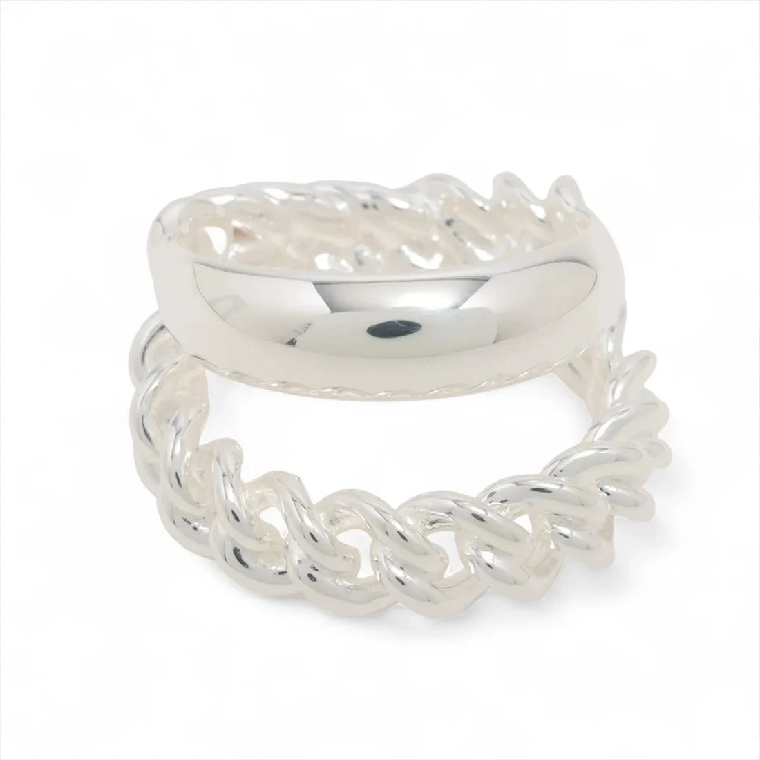 HERMES BOUCLES SERIE UNFLEXIBLES RING: Hermes Boucles Serie unflexibles Ring Brand: Hermes Type/Style: Ring Material: 925, Color: Silver Size: 7- 7.5 US Accessories: None Accessories Notice: When purchasing pre-owned goods, please