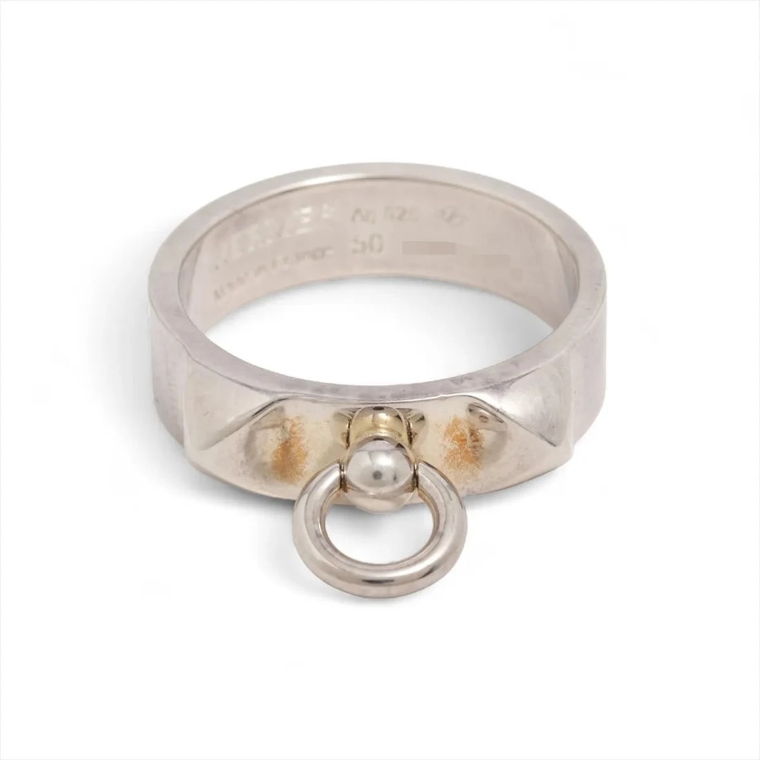 HERMES COLLIER DE CHIEN RING 925 SILVER: Hermes Collier de Chien Ring 925 Silver Brand: Hermes Type/Style: Ring Material: 925, Color: Silver Size: 4.75 - 5 US Accessories: None Accessories Notice: When purchasing pre-owned goods,