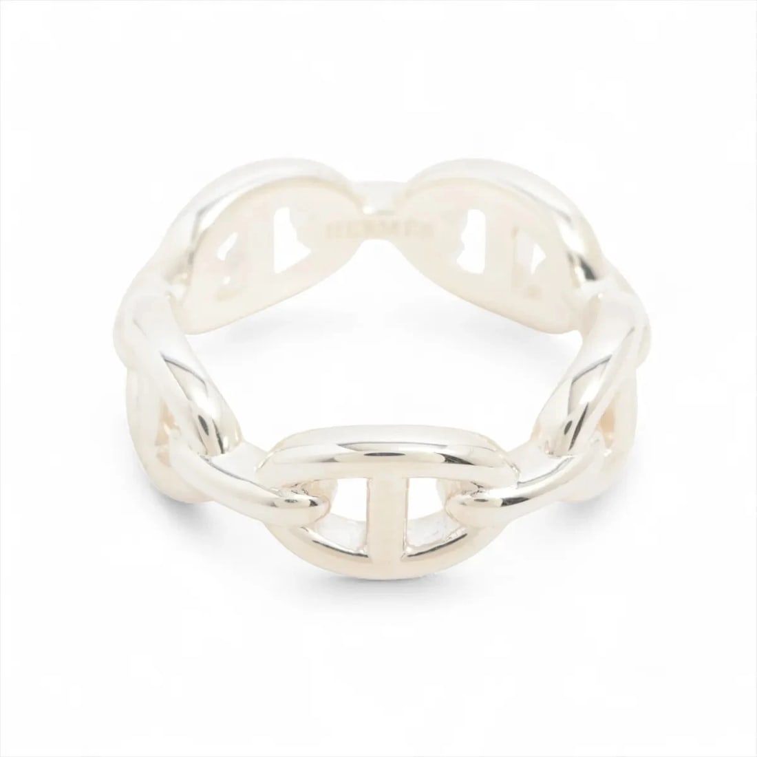 HERMES CHAINE D'ANCRE ENCHAINEE RING: Hermes Chaine d'Ancre Enchainee Ring Brand: Hermes Type/Style: Ring Material: 925, Color: Silver Size: 6.25 - 6.5 US Accessories: None Accessories Notice: When purchasing pre-owned goods,