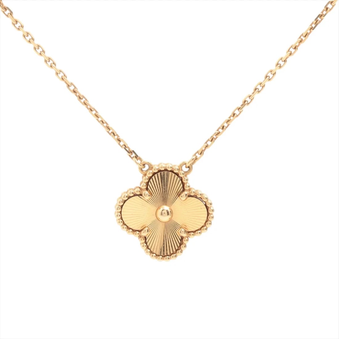 VAN CLEEF & ARPELS VINTAGE ALHAMBRA GUILLOCHE NECKLACE: Van Cleef & Arpels Vintage Alhambra Guilloche Necklace Brand: Van Cleef & Arpels Type/Style: Necklace Material: 750(YG), Color: YG Size: Size(CM) Chain length:42 Accessories: None Accessories