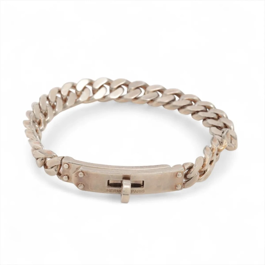 HERMES KELLY GOURMETTO BRACELET 925 SILVER: Hermes Kelly Gourmetto Bracelet 925 Silver Brand: Hermes Type/Style: Bracelet Material: 925, Color: Silver Size: Bracelet length:13.5 Accessories: None Accessories Notice: When purchasing