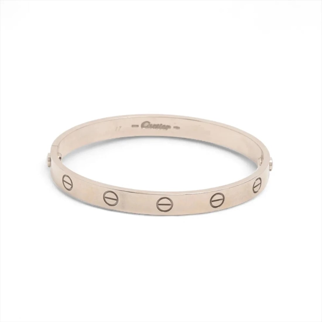 CARTIER LOVE BRACELET 750(WG) 3: Cartier Love Bracelet 750(WG) 3 Brand: Cartier Type/Style: Bracelet Material: None, Color: Not Specified Size: Bracelet length:16.1 Accessories: None Accessories Notice: When purchasing