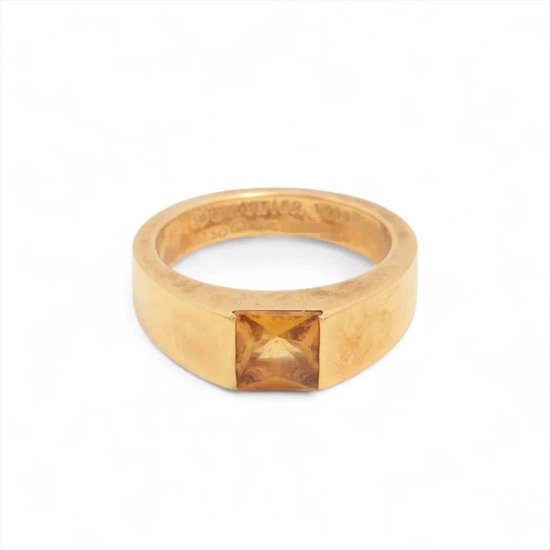 CARTIER TANK CITRINE RING 750(YG): Cartier tank Citrine Ring 750(YG) Brand: Cartier Type/Style: Ring Material: 750(YG), Color: YG Size: 5.25 US Accessories: None Accessories Notice: When purchasing pre-owned goods, please