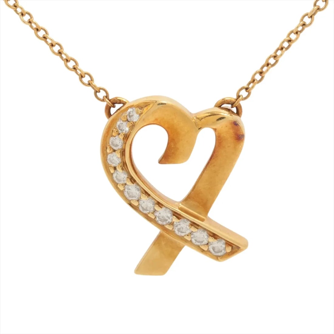 TIFFANY LOVING HEART DIAMOND NECKLACE: Tiffany Loving Heart diamond Necklace Brand: Tiffany Type/Style: Necklace Material: 750(YG), Main Stone/Creation Natural Color: YG Size: Size(CM) Chain length:41.8 Accessories: None