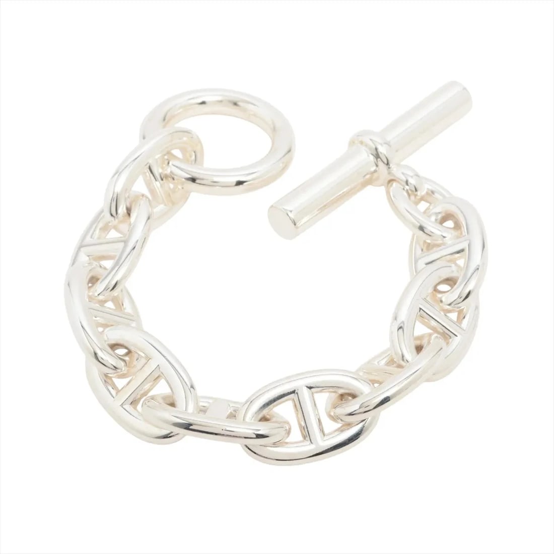 HERMES CHAINE D'ANCRE TGM BRACELET 9 FRAMES: Hermes Chaine d'Ancre TGM Bracelet 9 frames Brand: Hermes Type/Style: Bracelet Material: 925, Color: Silver Size: Bracelet length:12.5 Accessories: None Accessories Notice: When purchasing