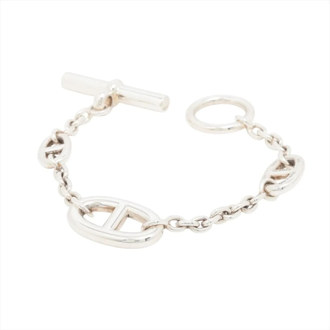 HERMES CHAINE D'ANCRE FARANDOLE BRACELET: Hermes Chaine d'Ancre Farandole Bracelet Brand: Hermes Type/Style: Bracelet Material: 925, Color: Silver Size: Bracelet length:13.5 Accessories: None Accessories Notice: When purchasing