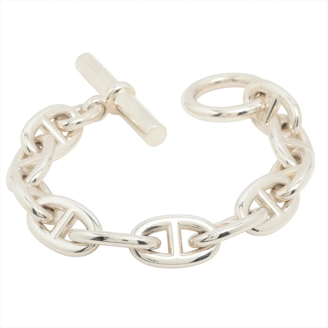 HERMES CHAINE D'ANCRE TGM BRACELET: Hermes Chaine d'Ancre TGM Bracelet Brand: Hermes Type/Style: Bracelet Material: 925, Color: Silver Size: Bracelet length:16 Accessories: None Accessories Notice: When purchasing pre-owned