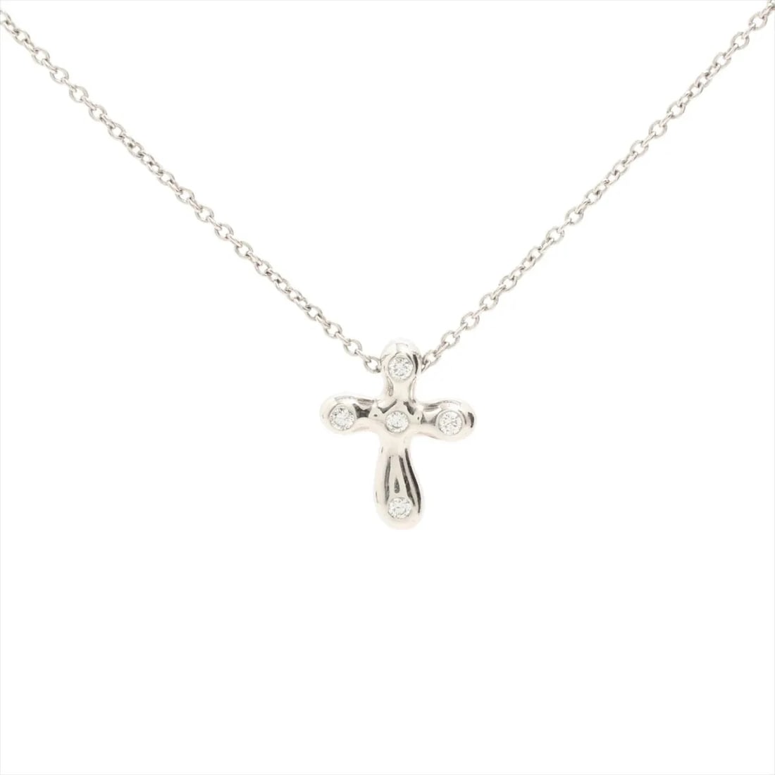 TIFFANY SMALL CROSS DIAMOND NECKLACE: Tiffany Small Cross diamond Necklace Brand: Tiffany Type/Style: Necklace Material: Pt950, Color: Not Specified Size: Size(CM) Chain length:40.6 Accessories: None Accessories Notice: When