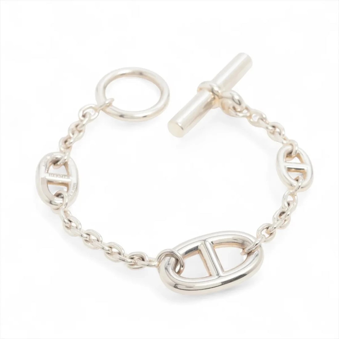 HERMES CHAINE D'ANCRE FARANDOLE BRACELET: Hermes Chaine d'Ancre Farandole Bracelet Brand: Hermes Type/Style: Bracelet Material: 925, Color: Silver Size: Bracelet length:14 Accessories: None Accessories Notice: When purchasing