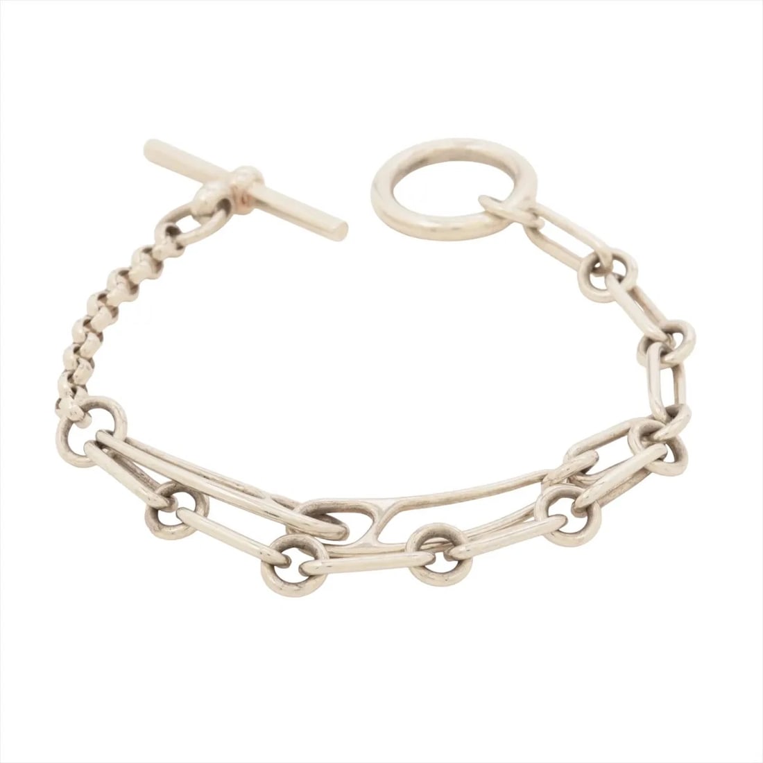 HERMES CHAINE D'ANCRE PUNKS BRACELET: Hermes Chaine d'Ancre punks Bracelet Brand: Hermes Type/Style: Bracelet Material: 925, Color: Silver Size: Bracelet length:16 Accessories: None Accessories Notice: When purchasing pre-owned