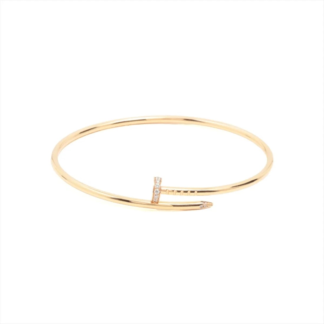 CARTIER JUSTE UN CLOU SM DIAMOND BRACELET: Cartier Juste un Clou SM diamond Bracelet Brand: Cartier Type/Style: Bracelet Material: 750(PG), Main Stone/Creation Natural Color: PG Size: Size(CM) Bracelet length:18.8 Accessories: None